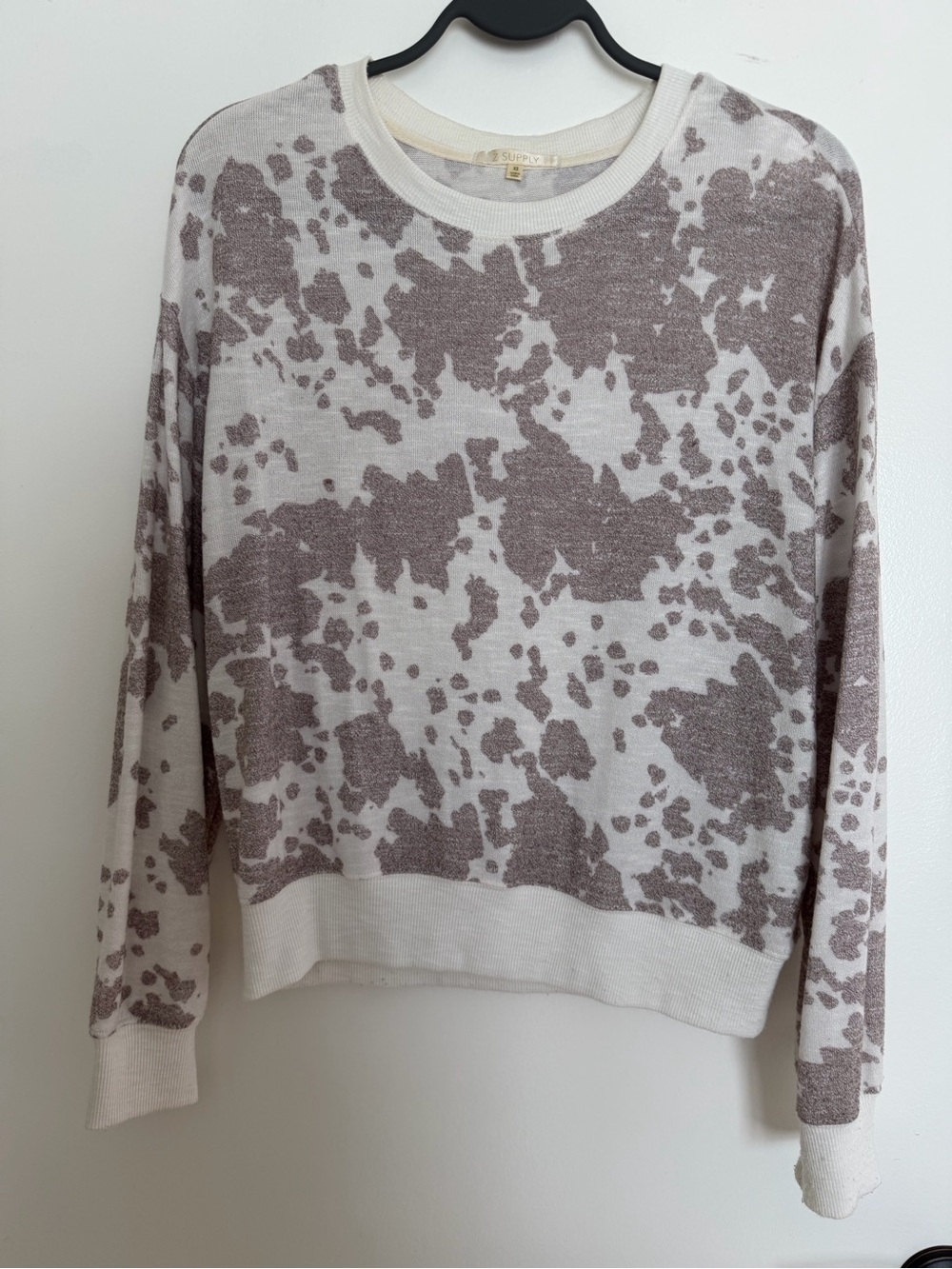 Z Supply Cream and Taupe Crewneck Sweater